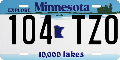 MN license plate 104TZO