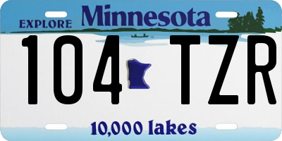 MN license plate 104TZR