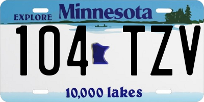 MN license plate 104TZV