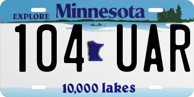 MN license plate 104UAR