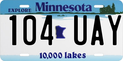 MN license plate 104UAY