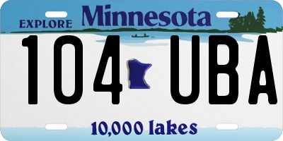 MN license plate 104UBA