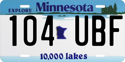 MN license plate 104UBF