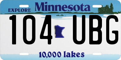 MN license plate 104UBG
