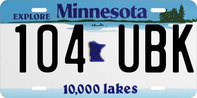 MN license plate 104UBK