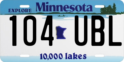 MN license plate 104UBL