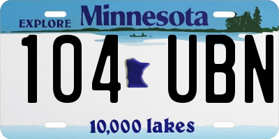 MN license plate 104UBN