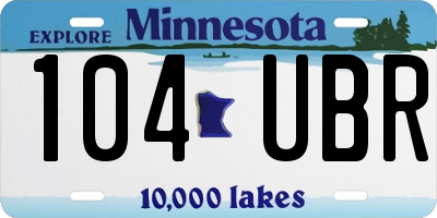 MN license plate 104UBR