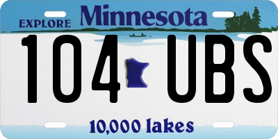 MN license plate 104UBS