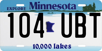 MN license plate 104UBT