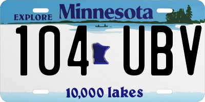 MN license plate 104UBV