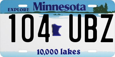 MN license plate 104UBZ