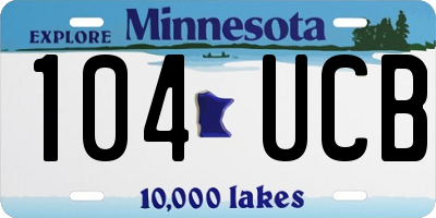 MN license plate 104UCB