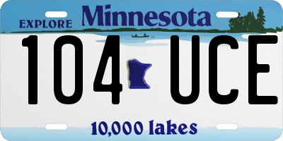 MN license plate 104UCE