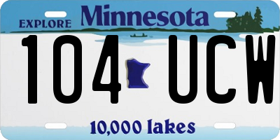 MN license plate 104UCW