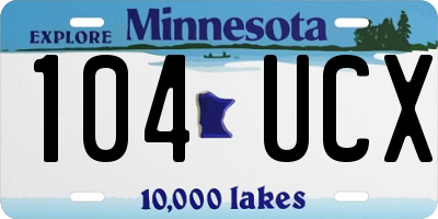 MN license plate 104UCX