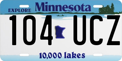 MN license plate 104UCZ