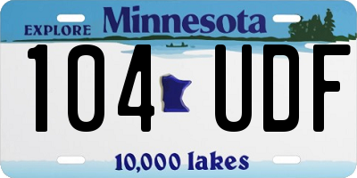 MN license plate 104UDF