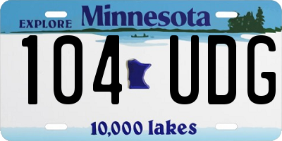 MN license plate 104UDG