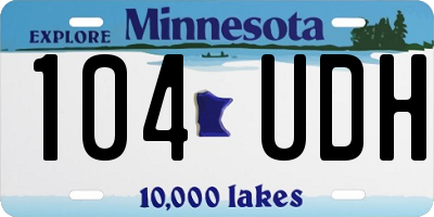 MN license plate 104UDH