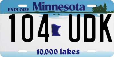MN license plate 104UDK