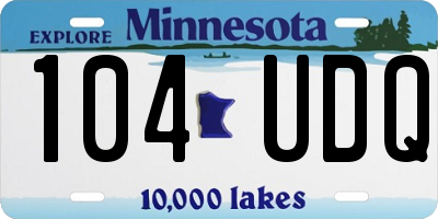 MN license plate 104UDQ