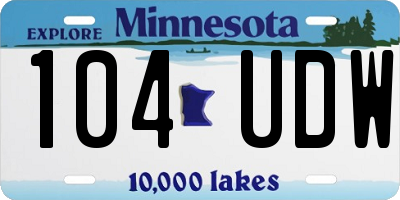 MN license plate 104UDW