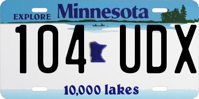 MN license plate 104UDX