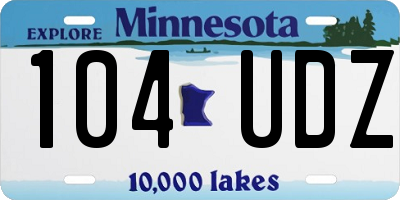 MN license plate 104UDZ