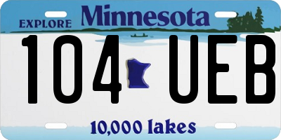 MN license plate 104UEB