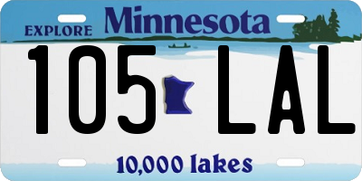 MN license plate 105LAL