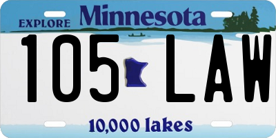 MN license plate 105LAW