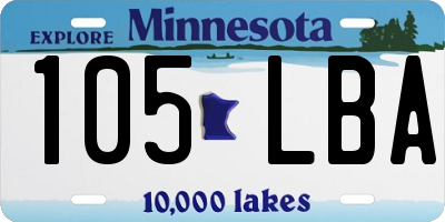 MN license plate 105LBA
