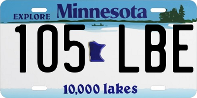 MN license plate 105LBE