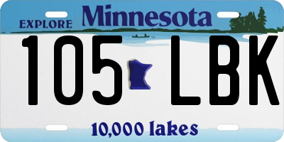 MN license plate 105LBK