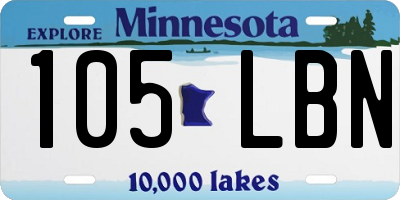 MN license plate 105LBN