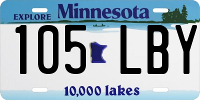 MN license plate 105LBY