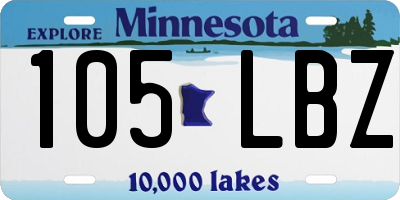 MN license plate 105LBZ