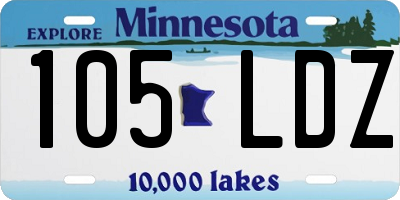 MN license plate 105LDZ