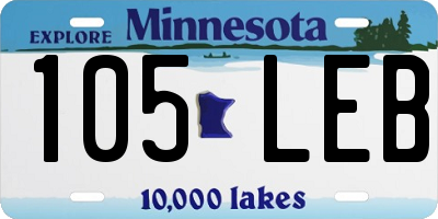 MN license plate 105LEB