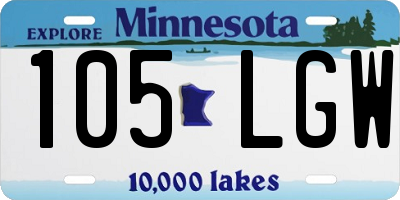 MN license plate 105LGW