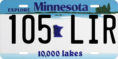 MN license plate 105LIR