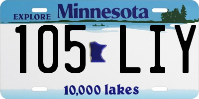 MN license plate 105LIY