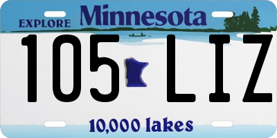 MN license plate 105LIZ