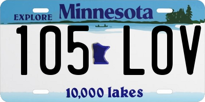 MN license plate 105LOV