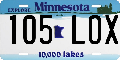 MN license plate 105LOX