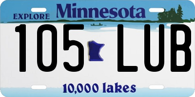 MN license plate 105LUB