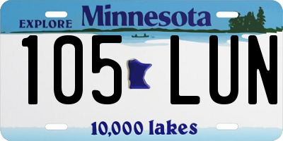 MN license plate 105LUN