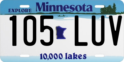 MN license plate 105LUV