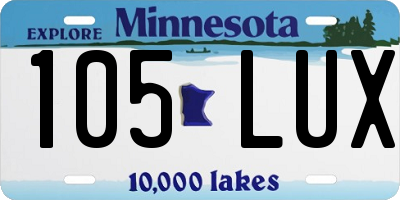MN license plate 105LUX